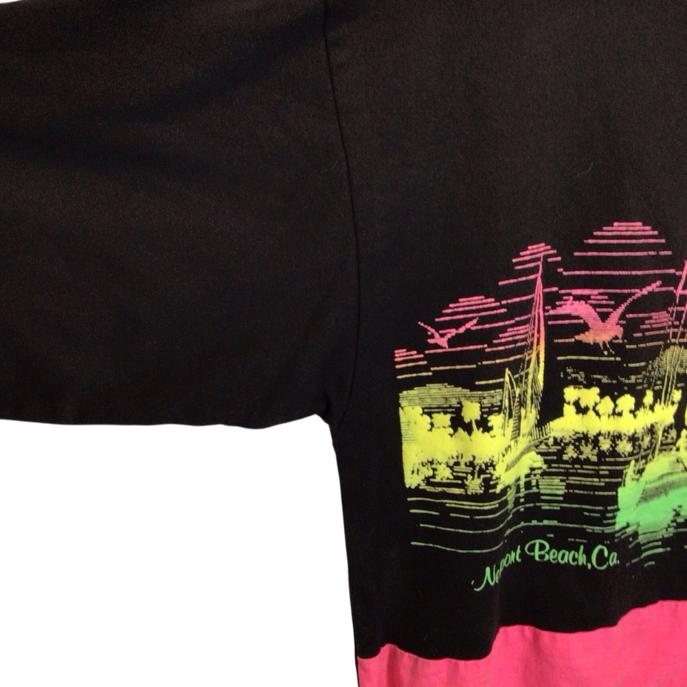 Vintage 80s Diport USA Sweatshirt Womens L Neon Puff Paint Newport Beach Coastal - Picture 6 of 14